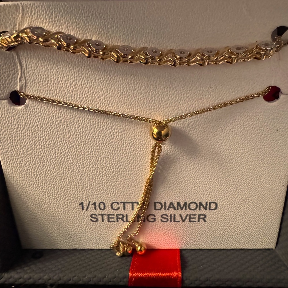 #2White Sapphire Rose Gold over Sterling Silver Bracelet.